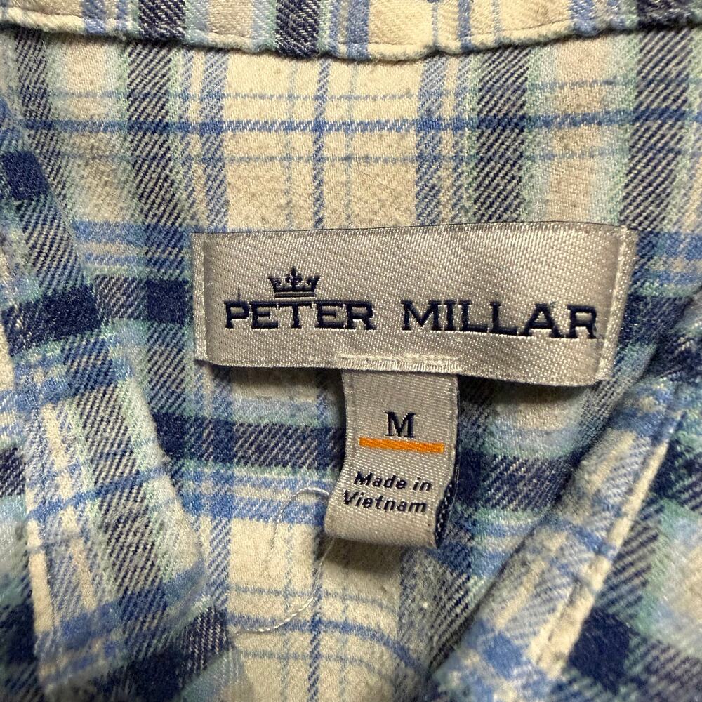 Peter Millar Shirt Mens Medium Blue Plaid Flannel Long Sleeve - Picture 6 of 7